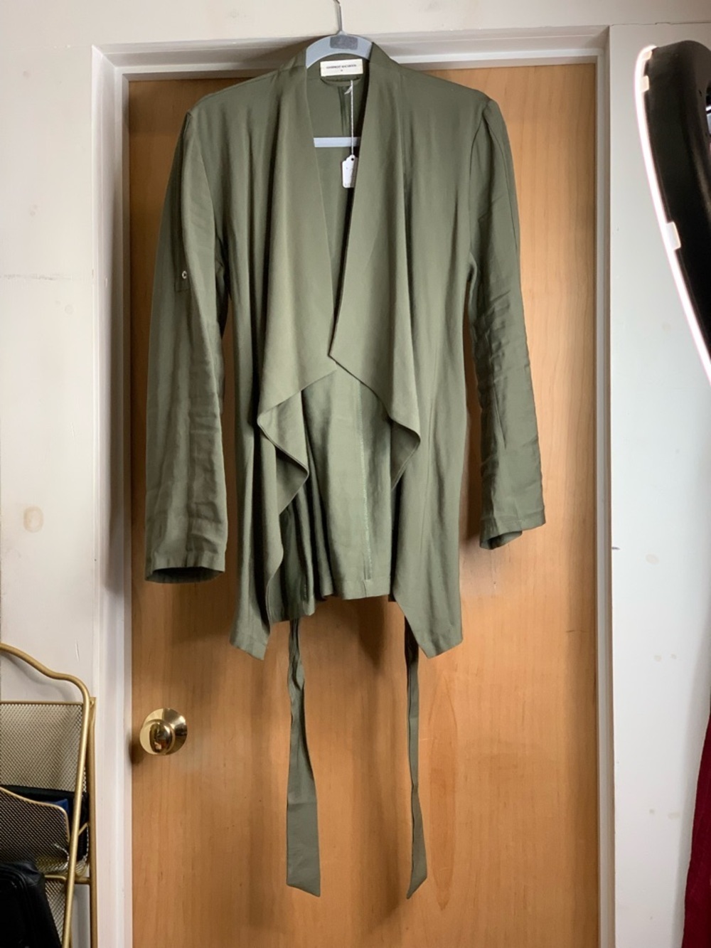 Goodnight Macaroon Olive Jacket With Tie Waist Size-Medium Soft Power Dressing - Picture 3 of 5